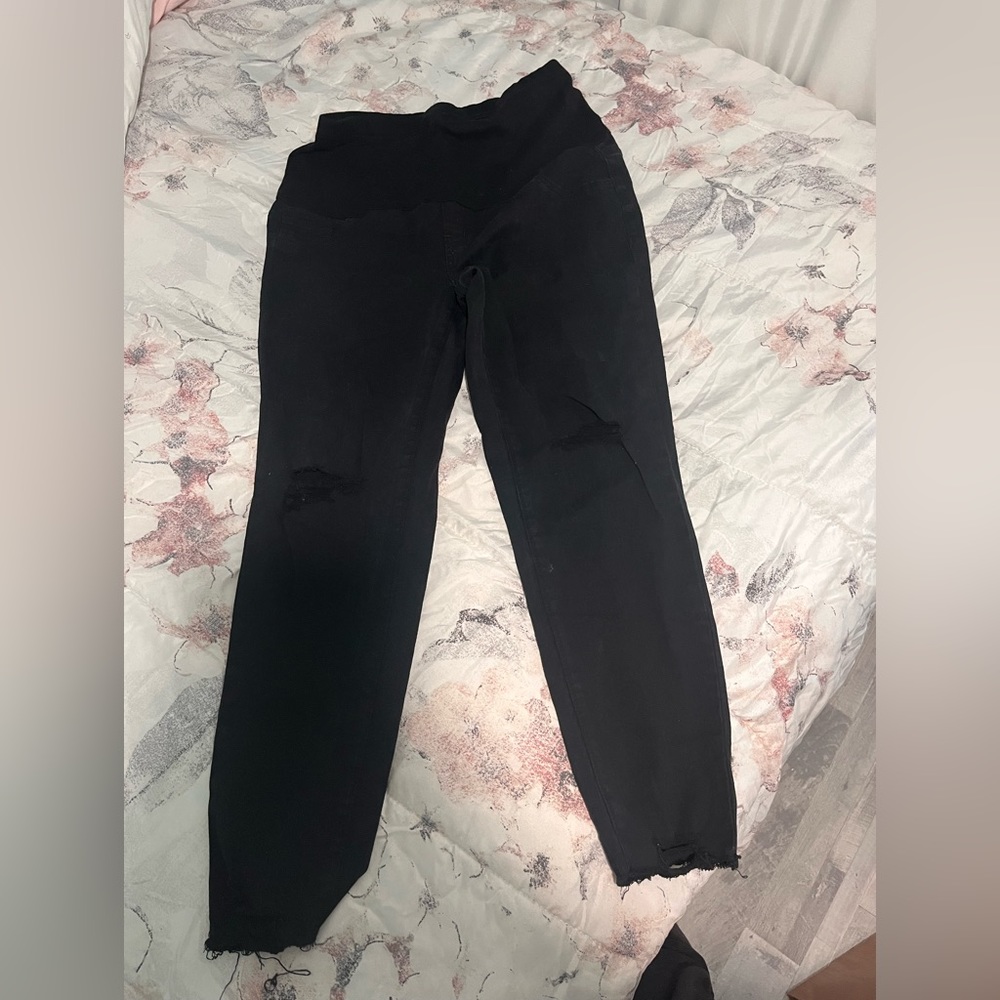 Maternity black ripped jeans